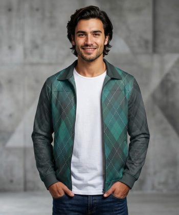 pakistan male model emerald club Zip Collar Classic all over print sublimated hoodie zipper front view
