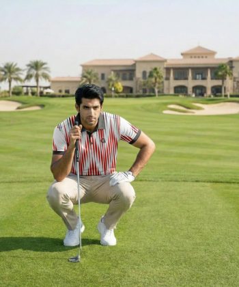 taccato Sublimated Polo Shirt men, full red black vertical striped print 4-way stretch performance Lycra Mesh material all over print Half sleeve front view