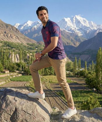 Host Sublimated Polo Shirt men, side view, aggressive red graphic design navy blue 4-way stretch performance Lycra Mesh material all over print Half sleeve