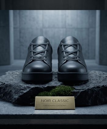 Front-facing view of the Noir Classic Leather Sneakers displaying the clean toe box and tonal lacing system