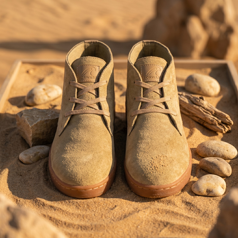Front view of Dune Ankle suede boots displaying the lacing structure